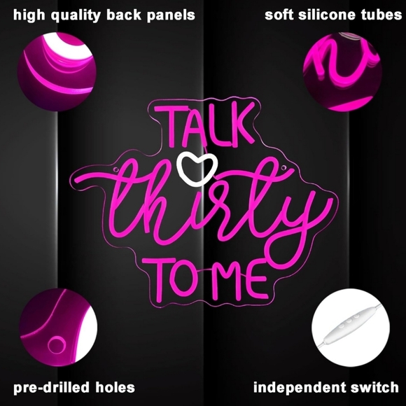 Pink Neon Sign 'Talk Thirty to Me' 30th Birthday - Picture 4 of 6